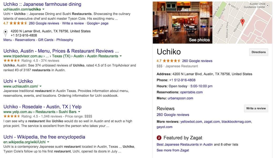 knowledge graph example - restaurant