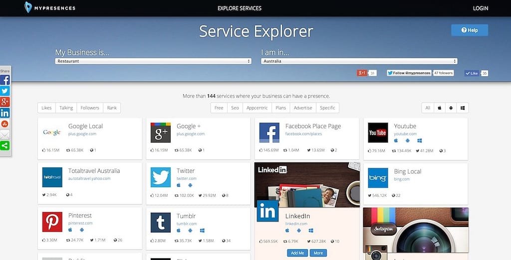 mpresences - online service explorer